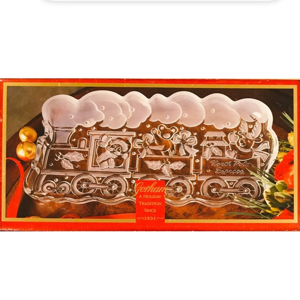 Gorham Crystal Holiday Traditions North Pole Express 13 1/2" Train Server